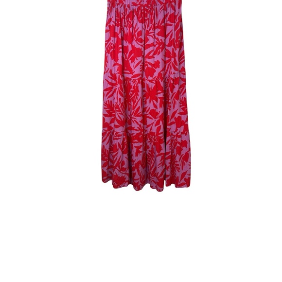 LOFT Tropical Skirt Floral Rayon Women’s Medium New Pink & Red - Picture 3 of 11
